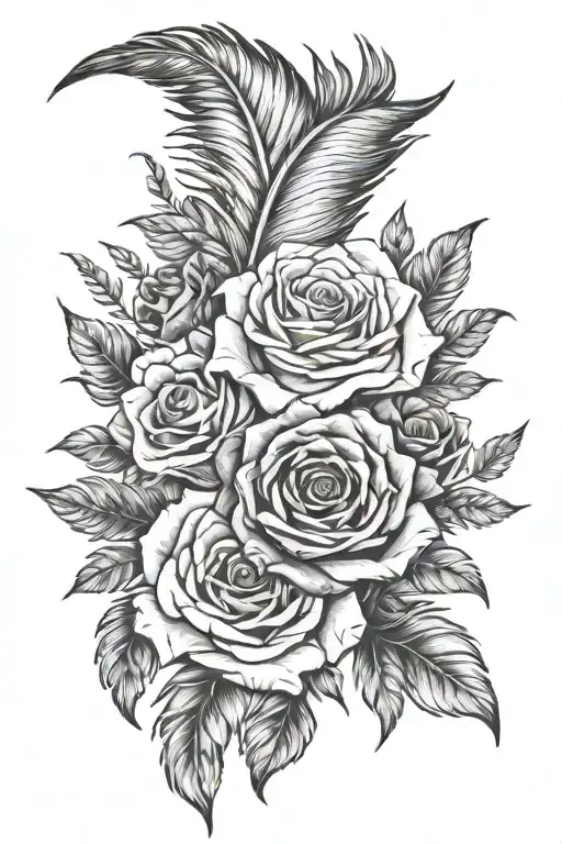 Feather And Roses Mixed