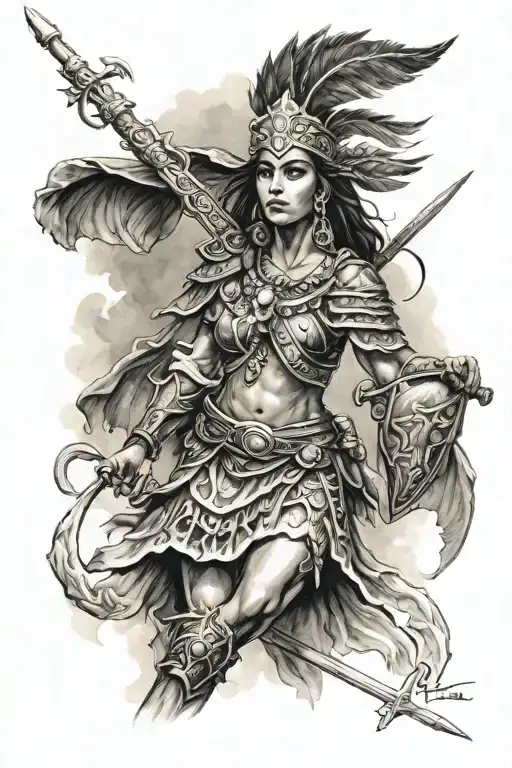 Puerto Rican Female Warrior Symbolizing Strength Courage