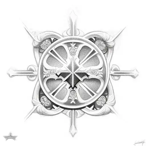 Christian Cross With 3 Scroll Around It