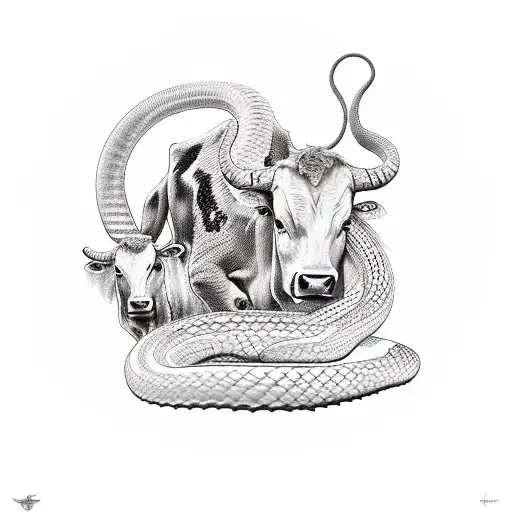 Ancestor With Cow And Snake And A Child