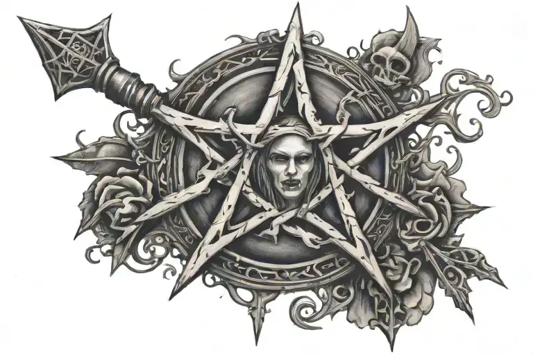 Wrist Cuff Pentagram Witch Evil