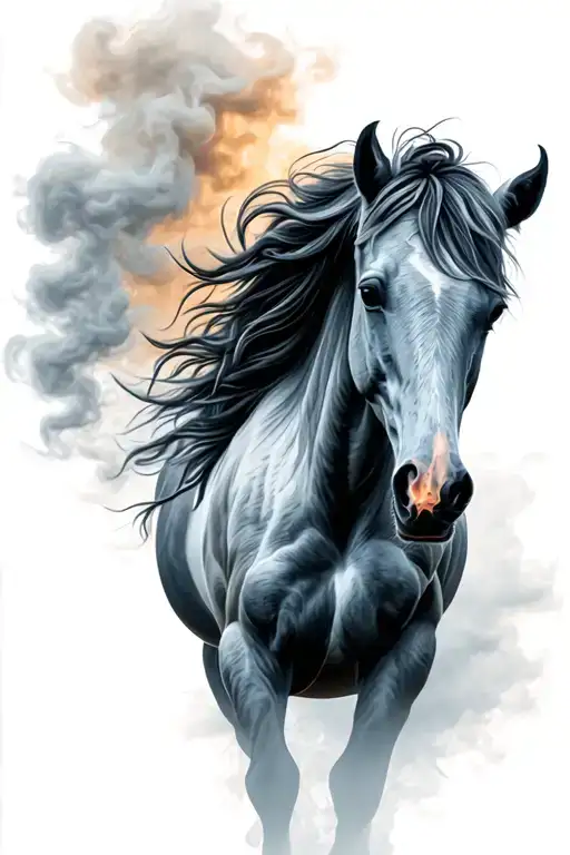 Wild Mustang Horse With Smoke