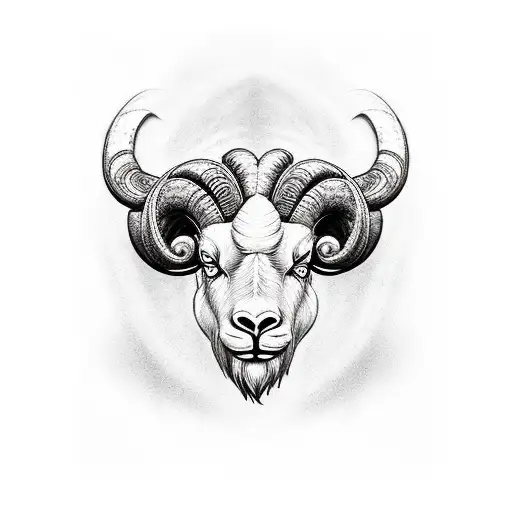 Black And Grey Forward Facing Ram Face
