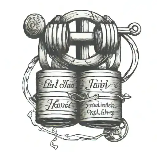 A Minimalist Tattoo Of A Gym Weight Intertwined With A Literary Quote