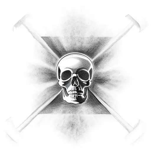 Black Skull With White Cross Ingraved In It