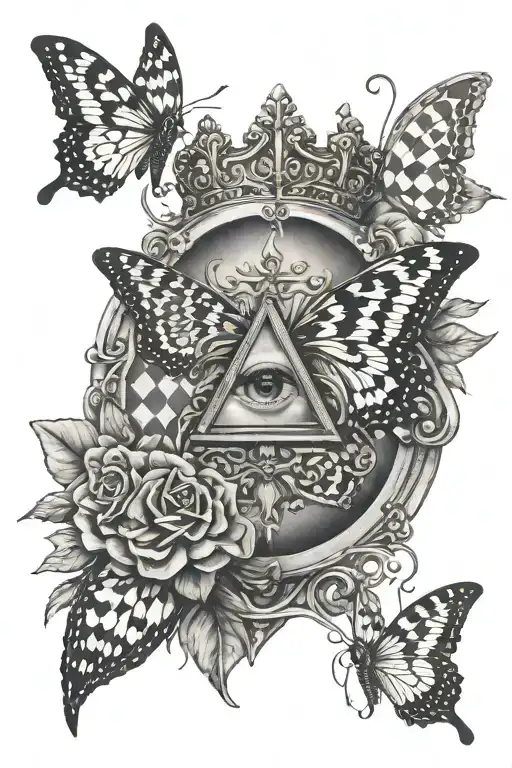 Train Justice Butterfly Eye Triangle Crown Laurels Checkerboard