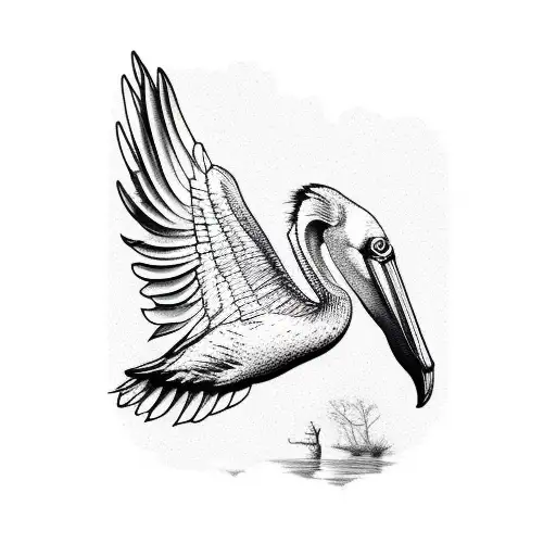 Line Drawing Pelican Silhouette