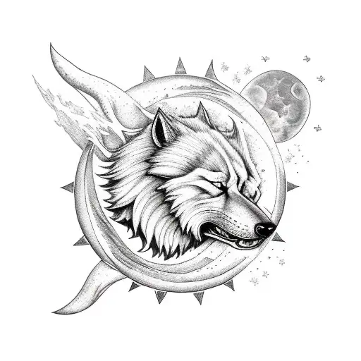 Nordic Skoll And Hati Chasing The Sun And Moon