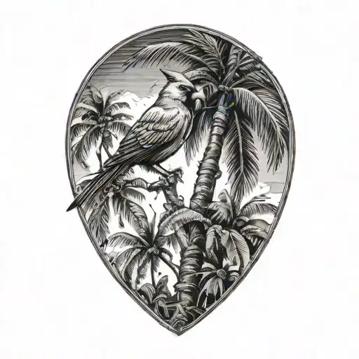 Single Flying Cardinal Palm Tree