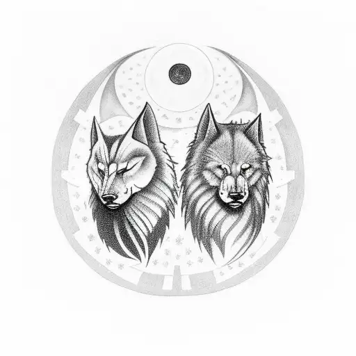 Nordic Skoll And Hati Chasing The Sun And Moon