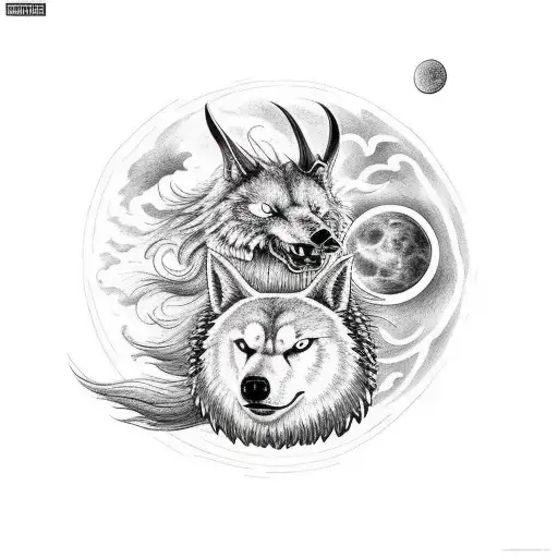 Nordic Skoll And Hati Chasing The Sun And Moon