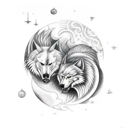 Nordic Skoll And Hati Chasing The Sun And Moon