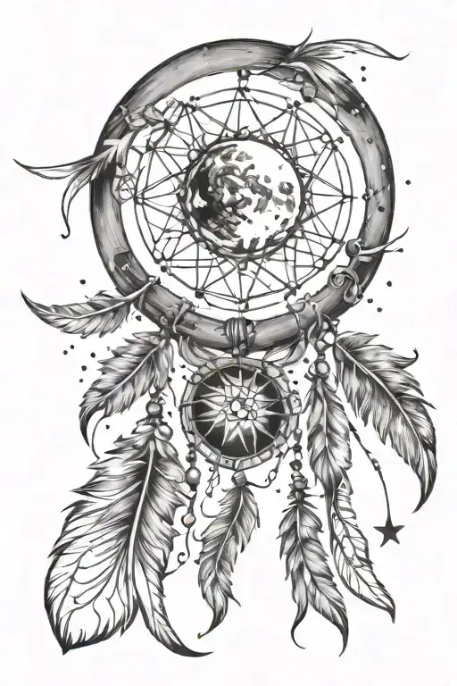 Moon Dream Catcher With Space Background And Stars And Father's Dangling