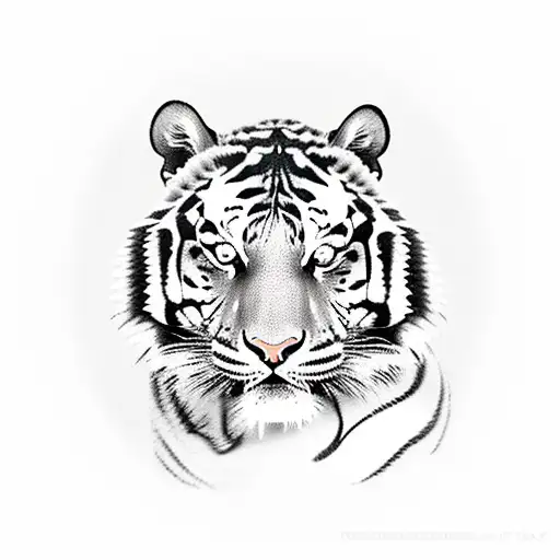 Tiger's Head Against The Background Of A Paratrooper's