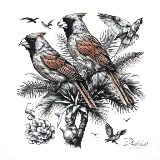 Flying Cardinal Palm Trees Shells