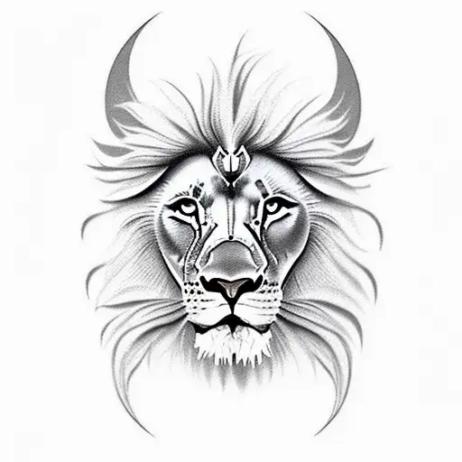 A Realistic Portrait Of A Lion With A Broken Heart Symbol In Its Eyes