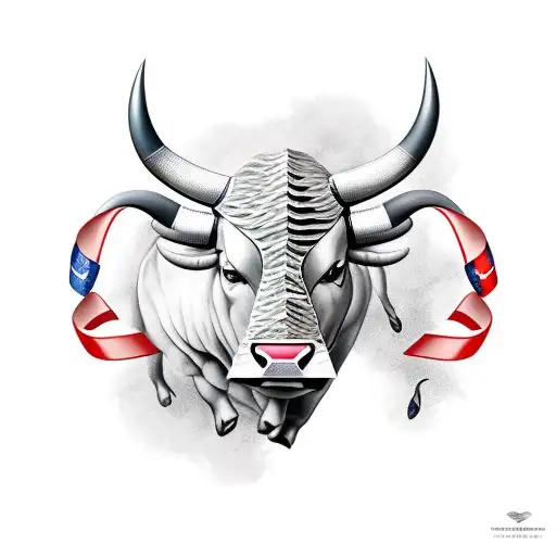 Strong Bull Tearing Cancer Ribbon