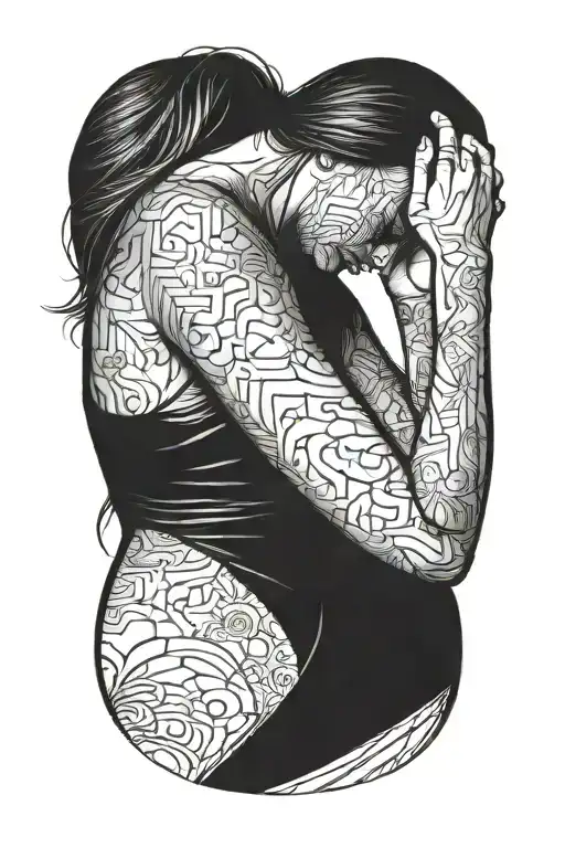 Faceless Slim Woman Silhouette Sensual Flexing