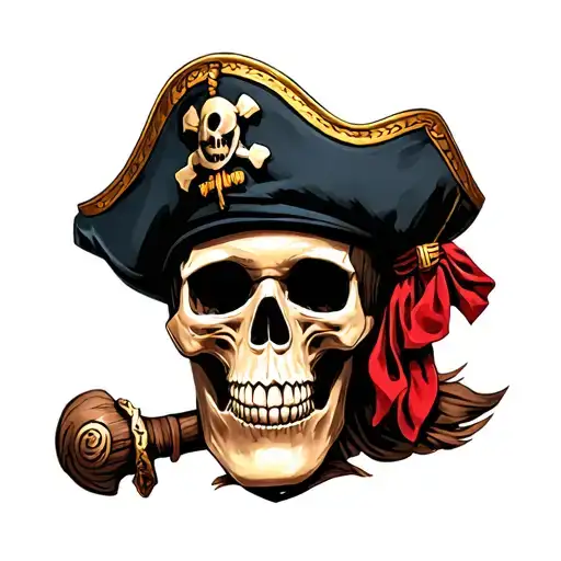 Pirate Skull Tattoo Wearing A Pirate Hat