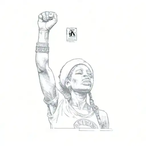 A Young African Girl Raising Her Fist In The Air