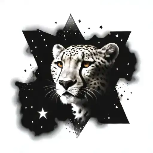 Cheetah Made From Stars In Space Surrounded