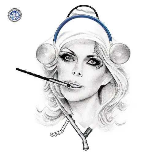 A Woman Dressed As A Nurse Takes Aim With A Syringe-shaped Sniper Rifle