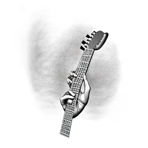Electric Guitar With Musical Notes And Song Writing As Background For Forearm
