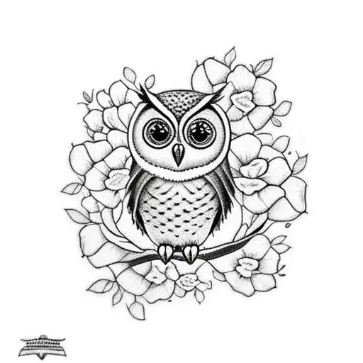 Cute Owl With Flowers