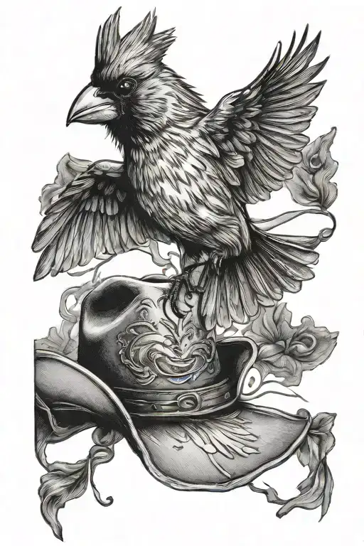 Cardinal Flying With Cowboy Hat