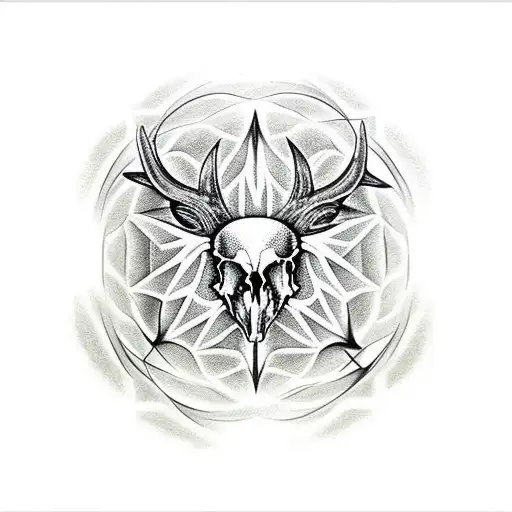 Roe Deer Skull Satanic Flower Of Life