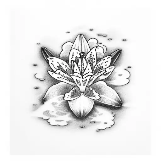 A Lily Pond With Clouds