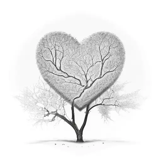 Tree With Heart Leaves Branches Spell Family