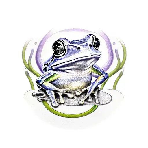 Mystical Frog Surrounded By Ethereal Mushrooms