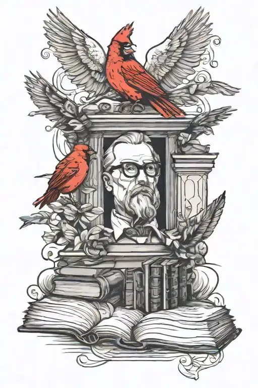 Librarian And Cardinal Flying
