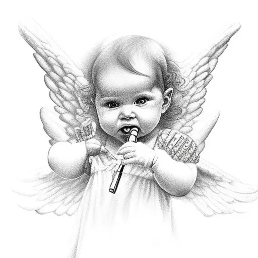 Baby Female Angel Singing In Heaven