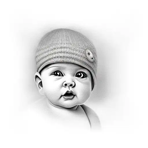 Baby Portrait With Pocket Watch And Date