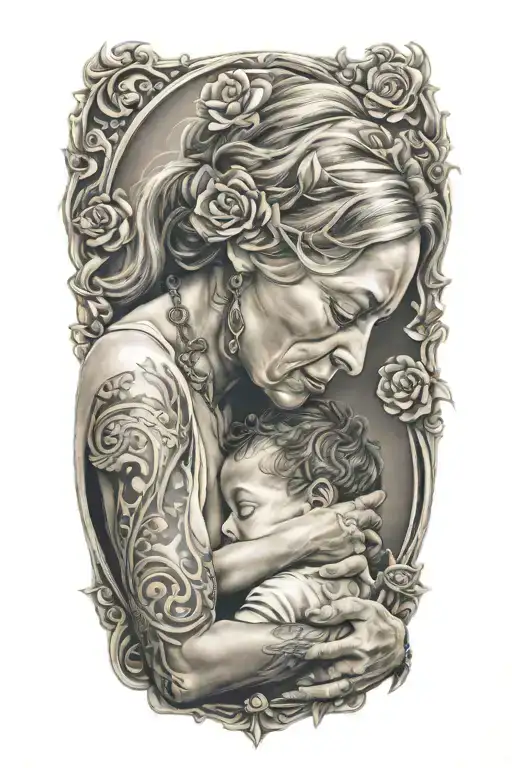 A Mother Embracing Her Child With The Words 'Strength' And 'Trust' Incorporated Into The Design