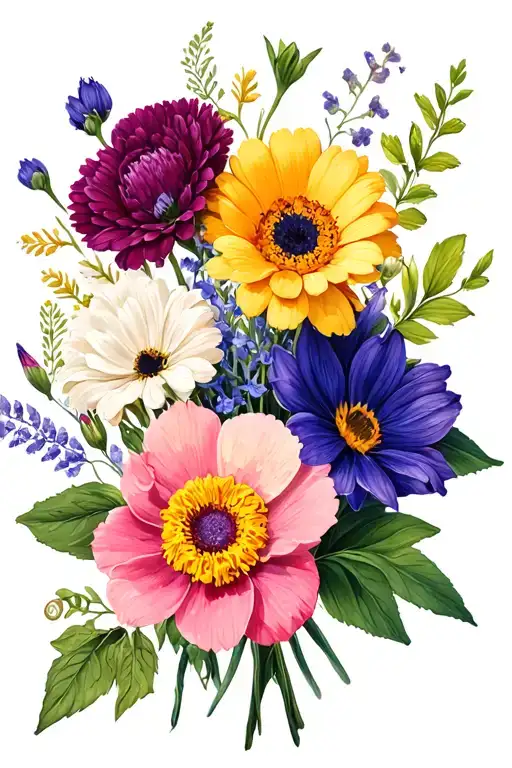 September And February Birth Flowers In A Bouquet