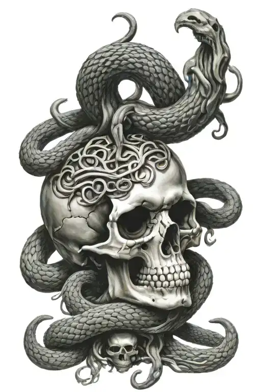 Skull Of A Medusa With Snakes