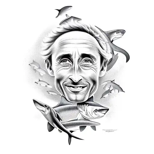 Jacques-yves Cousteau With Shark