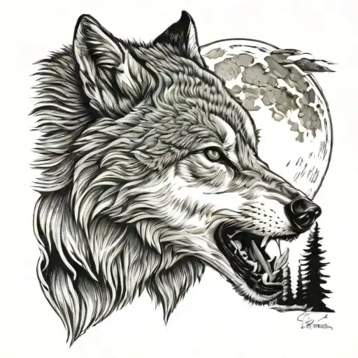 Wherewolf Ripping Skin Howling Moon