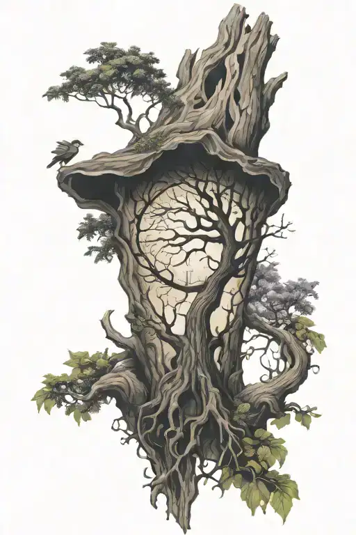 Healthy Tree Juxtaposed With Spooky Theme Sleeve