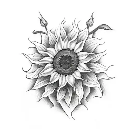 Dead Sunflower And Stem With Dark Gothic Feel