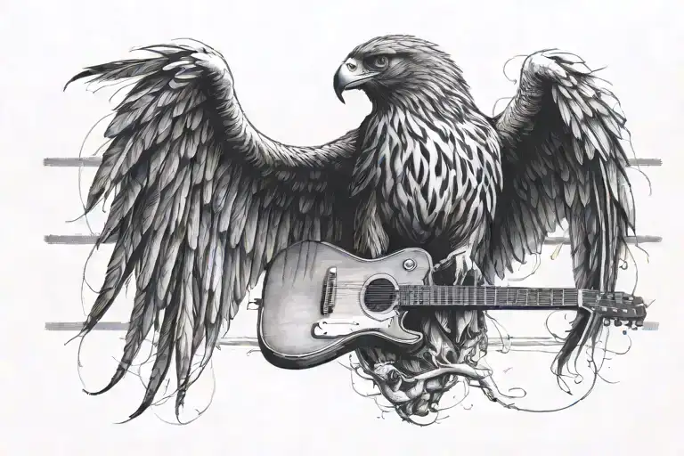 Hawk Perched On A Guitar