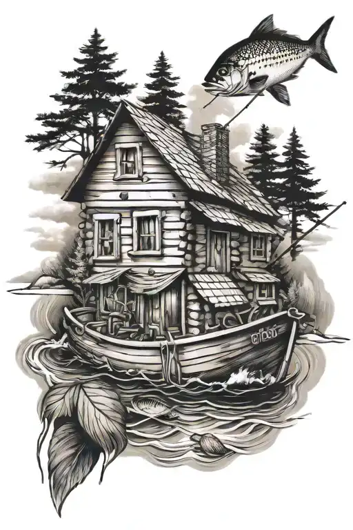 Cabin And A Fishing Boat