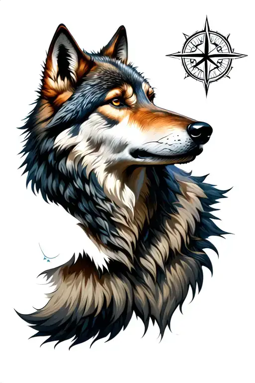 Forest Wolf Chemin Rune Protection Vegvisir Viking Compass