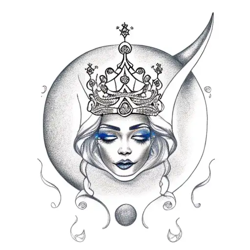 Crescent Moon With A Princes Crown In It
