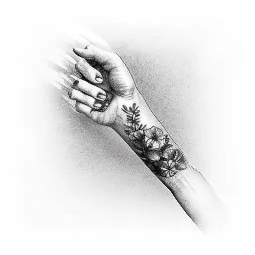 Realistic Botanical Armsleeve With The Lettering Benjamin