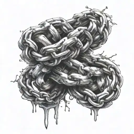 Melting Chain And Broken Chain Link Around Forearm