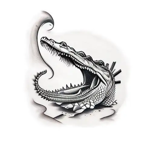 Design A Tattoo Of A Crocodile Playing A Guitar